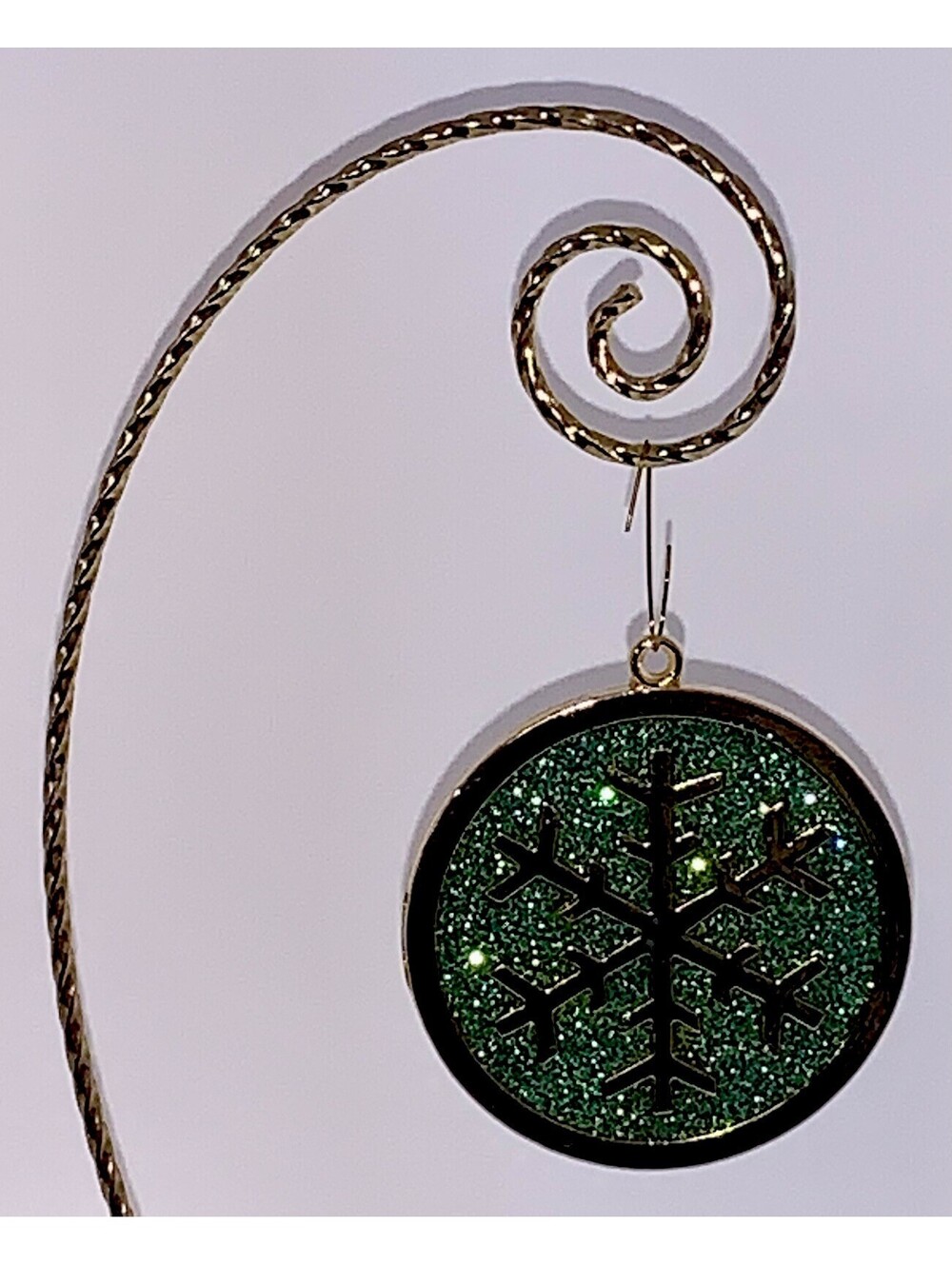Vtg Gloria Duchin 2001 Brass Snowflake Ornament Green Sparkle Enamel Holiday